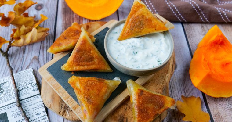 Samoussas au potimarron, feta et miel