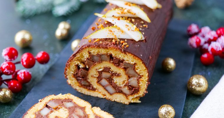 Bûche de Noël poires et chocolat