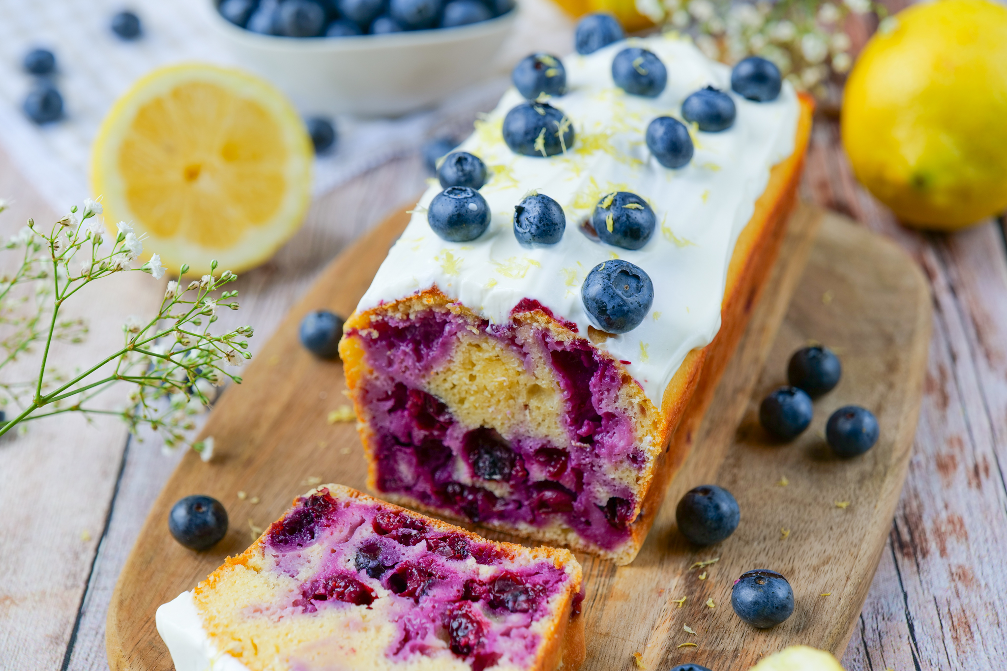 Cake au citron et aux myrtilles