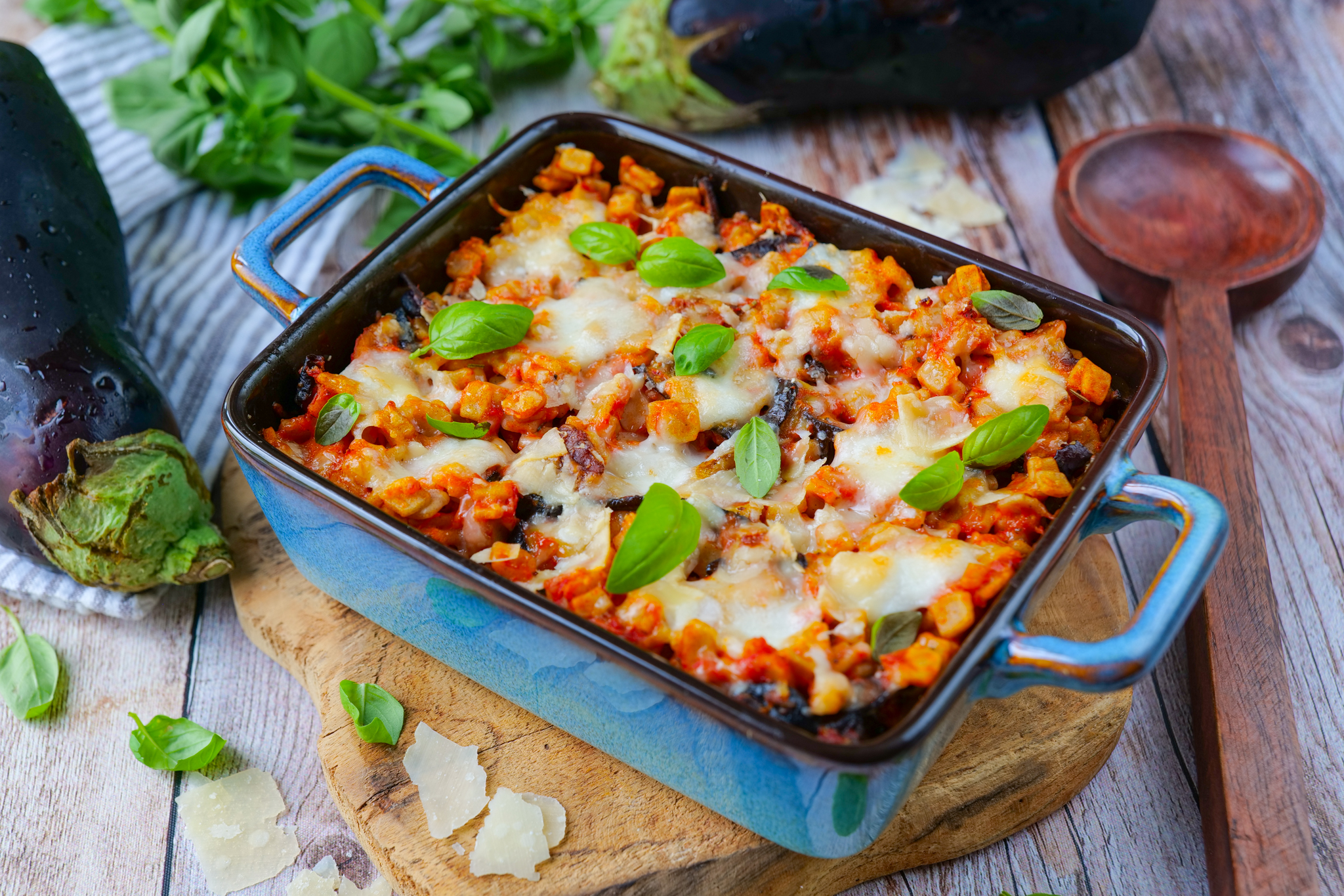 Gratin de crozets d’été aux aubergines