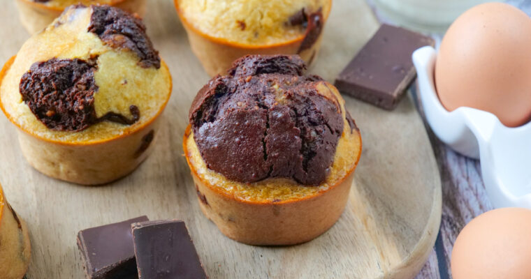 Muffins marbrés chocolat vanille