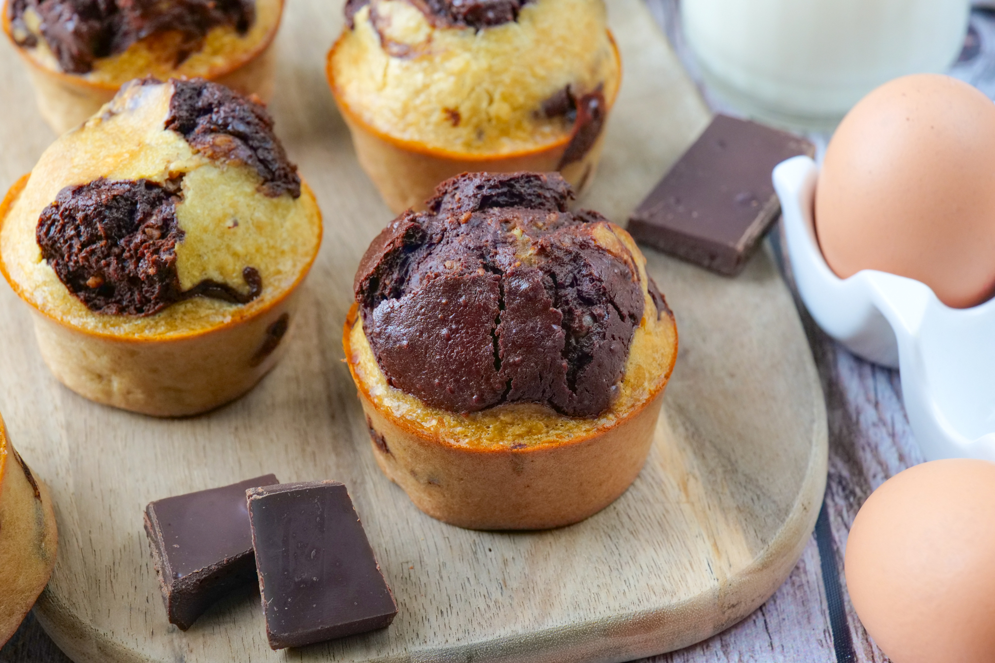 Muffins marbrés chocolat vanille