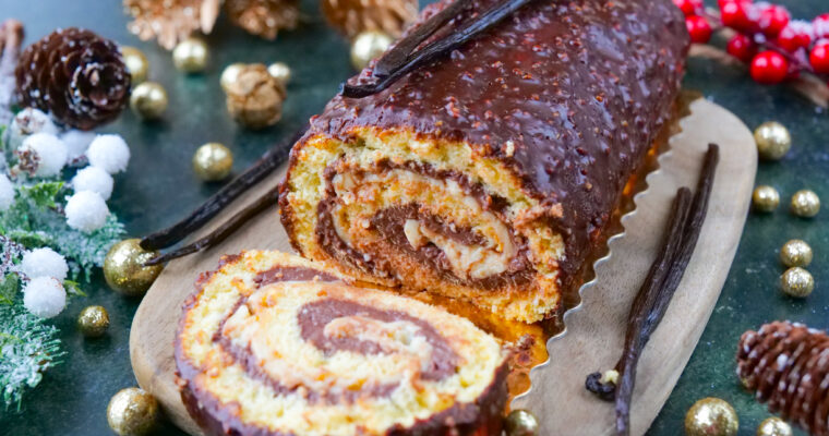 Bûche roulée chocolat et vanille