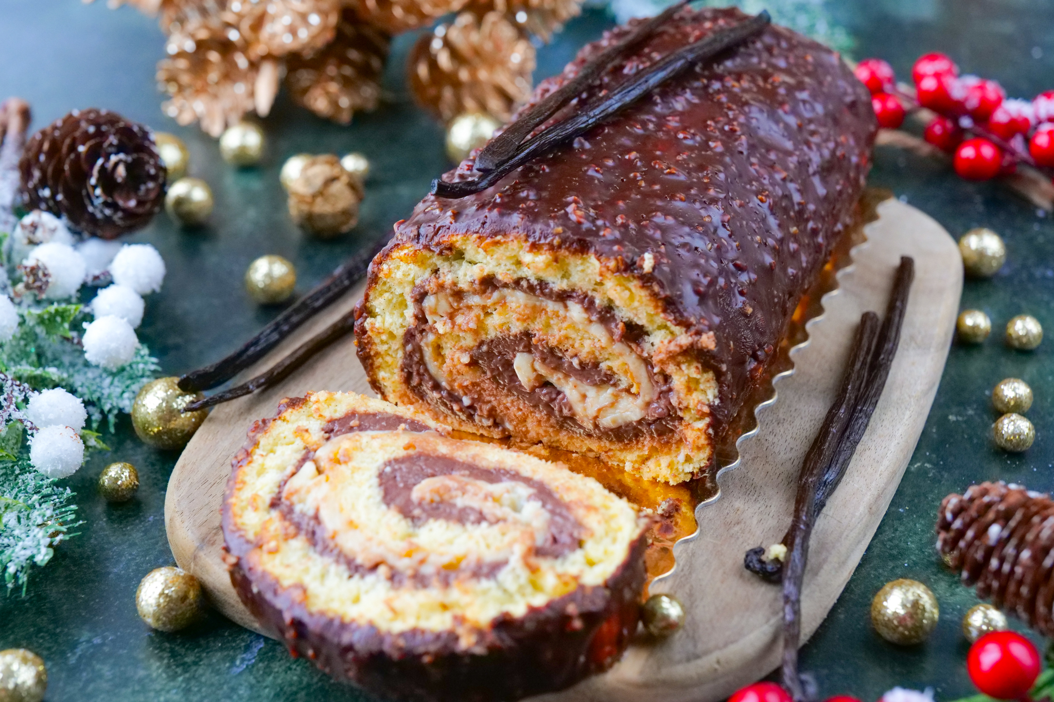 Bûche roulée chocolat et vanille
