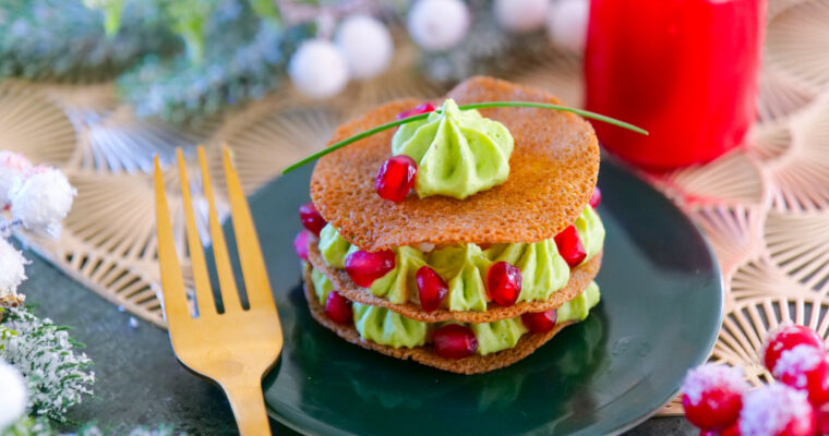 Mille feuilles croustillants avocat et crevettes