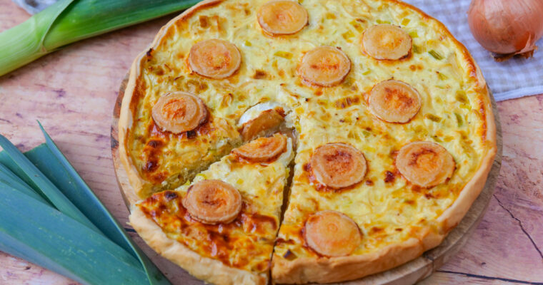 Quiche oignons poireaux et chèvre