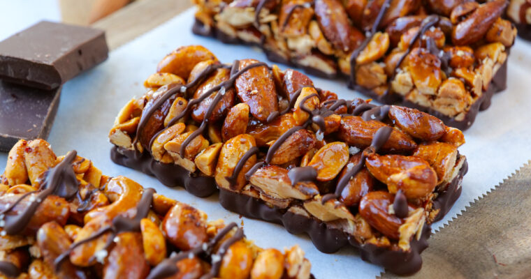 Barres aux oléagineux, chocolat et fleur de sel