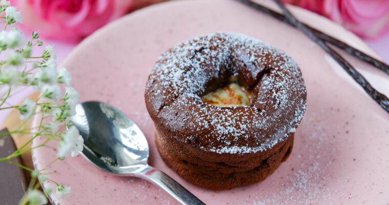 Muffins au chocolat et coeurs coulants à la vanille