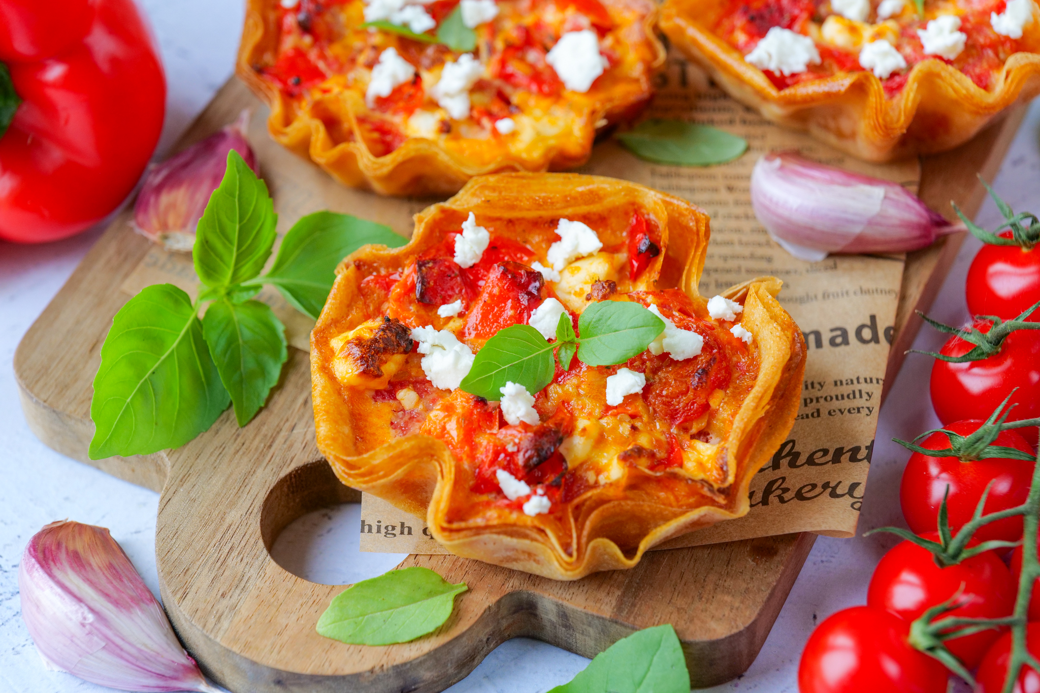 Tart’Brick aux poivrons, tomates et feta