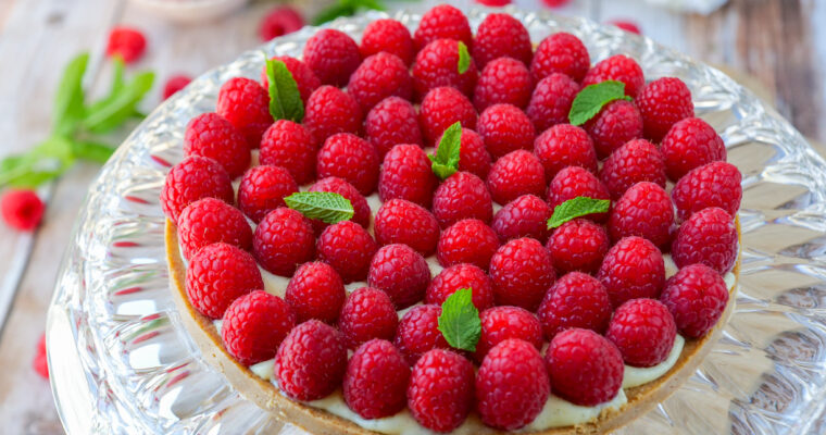 Tarte aux framboises légère sans cuisson au four