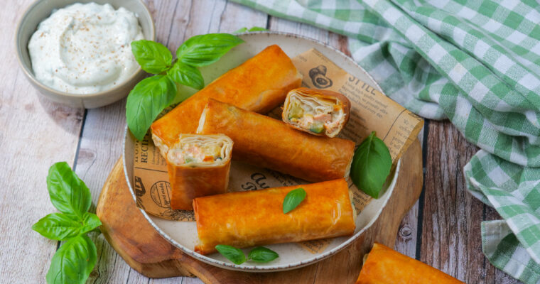 Bricks aux courgettes, saumon et fromage frais