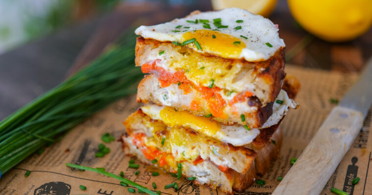 Croques Madame au saumon sockeye et au citron