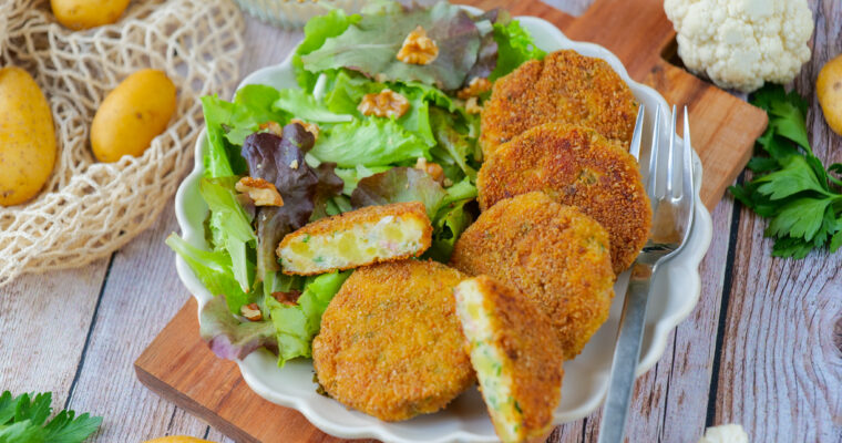 Croquettes de pommes de terre, chou-fleur, jambon et cancoillotte