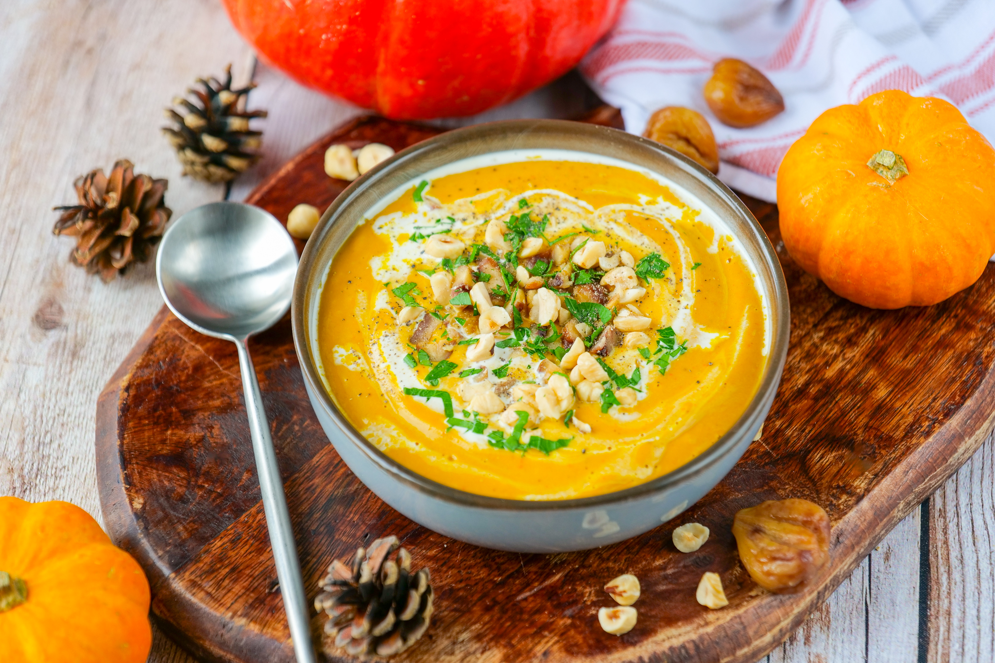 Velouté potimarron et châtaignes