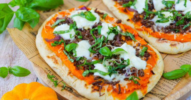 Pizza naans potimarron et miel