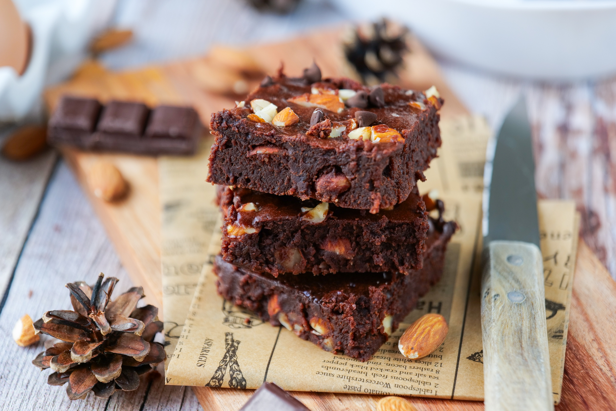Brownie sans beurre chocolat et amandes