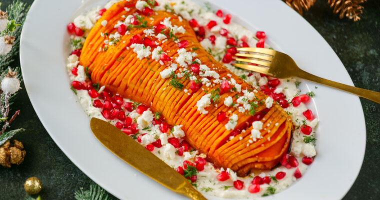 Butternut hasselback au miel et crème de feta
