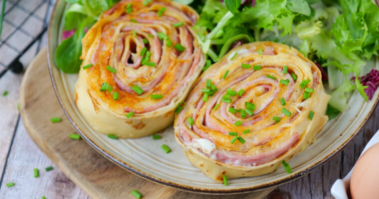 Roulade de crêpes jambon-emmental