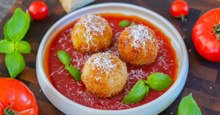 Arancini sans bain de friture à la tomate