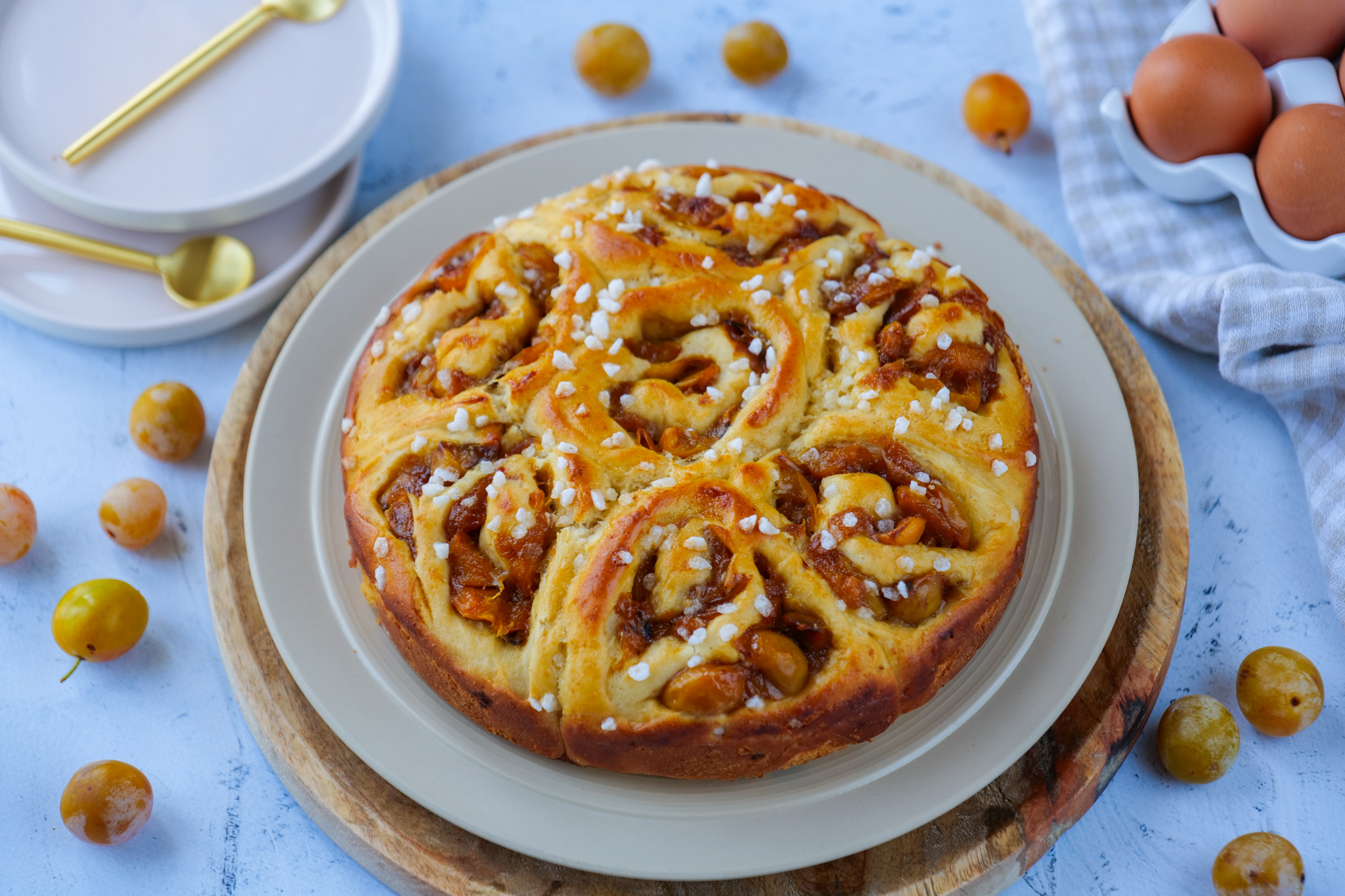 Brioche roulée aux mirabelles